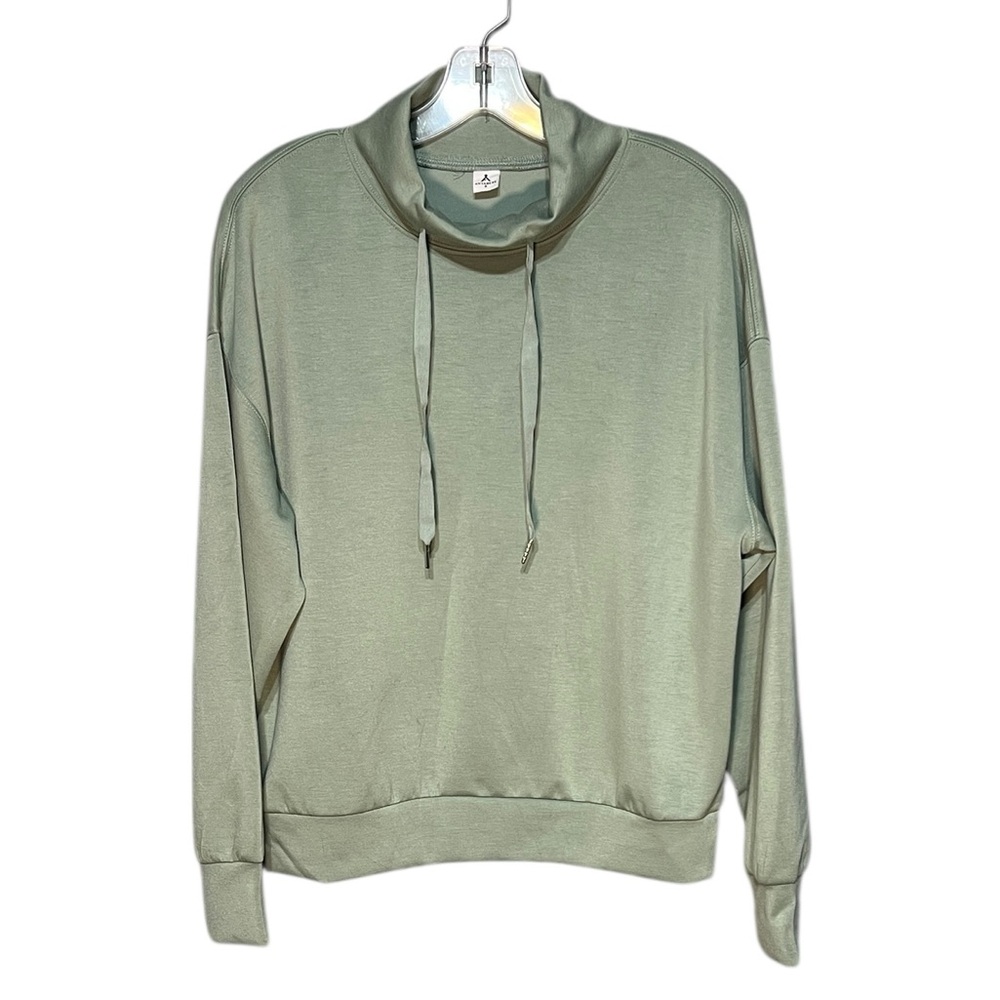 Anrabess Sea Foam Green Lounge Set Small Drawstring Sweatshirt Wide Leg Pants